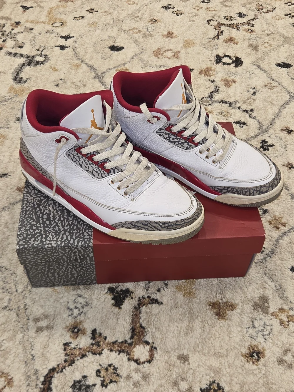 Air Jordan 3 Cardinal Red Men's Size 9.5 Used Original Box